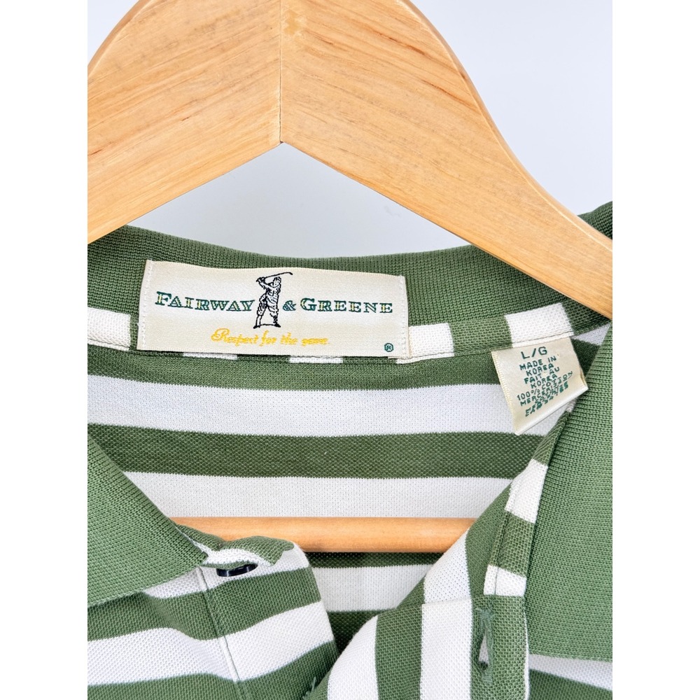 Fairway Greene Pinehurst 1895 Polo Shirt Mens Large Green Striped Golf - Picture 2 of 10